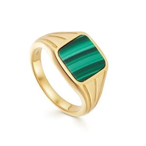Missoma London Emerald Signet Ring 7.5 Vermeil